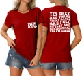 Vue avant et arrière du t-shirt en coton rouge avec citation TWIN MAMA et cœur - Rouge (Police Blanche)
