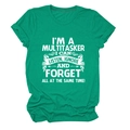 Detail of green multitasker t-shirt showing soft knitted texture and sleeve folding - Dark Green (White Print)