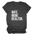 Charcoal grey Wife Mom Realtor t-shirt with crew neck and folded short sleeves - Heater Grey (White Font)