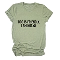 Close-up of sage green cotton t-shirt with humorous black text and dog paw print - Olive Green (Black Font)