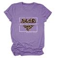 Close-up of leopard heart print and brave soul text on purple short sleeve t-shirt - Purple (White Text)