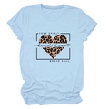 Detail of light blue t-shirt with leopard print heart and 'Free Spirit' text print - Light Blue (Black Text)