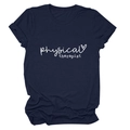 Close-up of navy blue Physical Therapist cotton t-shirt with heart graphic and text - S / Navy Blue (White Font)