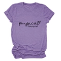 Detail of purple physical therapist t-shirt showing fabric texture and heart graphic - S / Purple (Black Text)