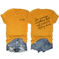 Detailed back view of a yellow cotton T-shirt featuring motivational black typography - Mustard Yellow (Black Print)