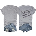 Flat lay view of a grey t-shirt featuring inspirational text on the back and front - Light Grey (Black Print)