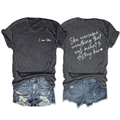 Dark grey t-shirt with 'She overcame everything' back print and denim shorts set - Heather Grey (White Print)