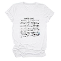 Detail of vintage Date Due library card print on a white cotton crew neck T-shirt - S / White