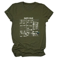 Detail of army green T-shirt featuring a vintage library card 'DATE DUE' graphic print - S / Army Green