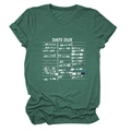 Detail view of the vintage Date Due library card print on a heather green cotton T-shirt - S / Vintage Green