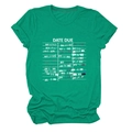 Detail of vintage library card print on a emerald green cotton T-shirt for women - S / Dark Green