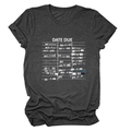 Women's dark gray crew neck t-shirt featuring vintage date due library card print - S / Black Heather Grey