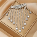 Eleganter silberner Herz-Haarclip mit langen Strass-Quasten und Kristall-Wassertropfen - Silber Quaste