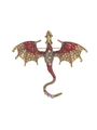 Vintage drakenbroche met rode emaille vleugels en kleurrijke strasaccenten voor kledingstuk - Rood