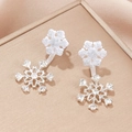Boucles d'oreilles flocon de neige de Noël avec cristaux et finition argentée - Style de Flocon de Neige Pailleté Argent (2)