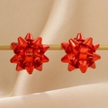 Festive red gift bow knot stud earrings for Christmas holiday season celebration - Red Bow