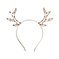Diadema de cuernos de reno dorada con perlas para fiestas de Navidad y eventos - Estilo Cuernos de Reno Dorados
