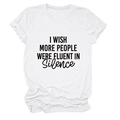 Détail du t-shirt blanc en coton avec inscription noire Fluent in Silence imprimée - Blanc (Police Noire)