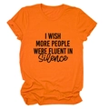Détail du t-shirt en coton avec slogan Silence noir imprimé sur tissu orange vif - Orange (Police Noire)