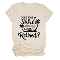 Détail de l'imprimé thème retraite sur T-shirt en coton crème avec palmiers et cocktails - S / Sable