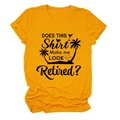 Détail d'un t-shirt jaune en coton avec motifs de plage et texte de retraite - S / Jaune Moutarde