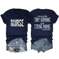 Detailed front and back view of navy nurse t-shirt with Mother Baby Nurse typography - S / Navy Blue
