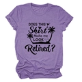 T-shirt en coton chiné violet avec inscription 'Does this shirt make me look retired' - S / Violet