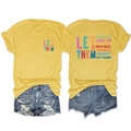 Détail de l'imprimé recto-verso sur t-shirt jaune gingembre et short en jean vieilli - Jaune