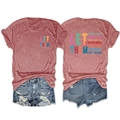 T-shirt rose rétro avec graphisme et short en jean déchiré avec imprimés recto et verso - Or rose