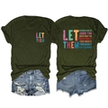 Vues avant et arrière du t-shirt vert armée avec lettrage et short en jean effet usé - Vert Militaire