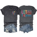Ensemble t-shirt gris foncé imprimé au dos et short en jean déchiré pour femme - Gris Chiné