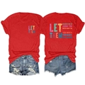 Détails avant et arrière du t-shirt rouge en coton avec texte Let Them Misunderstand You - Rouge