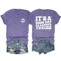 T-shirt violet chiné à manches courtes avec graphique de rein et texte de santé - Violet (Impression blanche)
