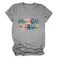 Close-up of grey short-sleeve t-shirt with artistic Physical Therapy lettering - S / Dark Grey (Black Letters)