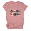 T-shirt rose Physical Therapy à manches courtes en coton avec design graphique - Or Rose (Lettres Noires)