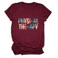 Détail du t-shirt bordeaux Physical Therapy avec lettrage artistique coloré sur coton doux - Rouge Vin (Lettres Blanches)