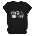 Gros plan de l'imprimé coloré Physical Therapy sur t-shirt noir en coton doux - Noir (Lettres Blanches)