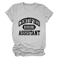 Detail of grey Certified Nursing Assistant printed t-shirt showing fabric texture - Light Gray (Black Font)