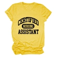 Detail of soft heather yellow T-shirt with Certified Nursing Assistant print - Yellow (Black Font)