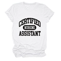 Close-up of Certified Nursing Assistant bold black text on white cotton t-shirt - White (Black Font)