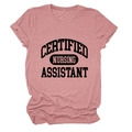 Dusty rose Certified Nursing Assistant printed short sleeve T-shirt on white background - Rose Gold (Black Font)
