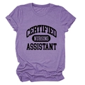 Close-up of purple t-shirt featuring black Certified Nursing Assistant text and soft fabric texture - Purple (Black Text)
