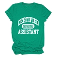 Detail of green heather fabric texture and white Certified Nursing Assistant print on t-shirt - Dark Green (White Font)