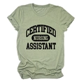 Detail of heather green Certified Nursing Assistant graphic tee in a cotton blend - Olive Green (Black Font)