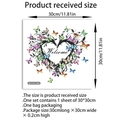 Detailed view of heart-shaped butterfly wreath wall sticker with Welcome text and 30cm scale - Heart Butterfly Welcome Style (MS7503-NW)