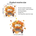 Detail showing 30x30cm autumn truck and pumpkin toilet sticker dimensions and display - Vintage Truck Pumpkin Sunflower Style (MS8568-NH)