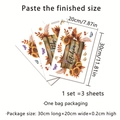 Three sunflower and butterfly kitchen wall stickers set with autumn maple leaf design - MS7018-KC (20*30cm*3 Sheets)