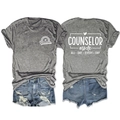 Front and back view of grey Counselor T-shirt with rainbow heart and white text print - Dark Grey (White Print)