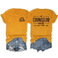 Counselor Mode T-shirt and ripped denim shorts set with front and back graphic prints - Mustard Yellow (Black Print)