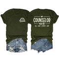 Flat lay showing front and back of army green counselor t-shirt with denim shorts - Army Green (White Print)